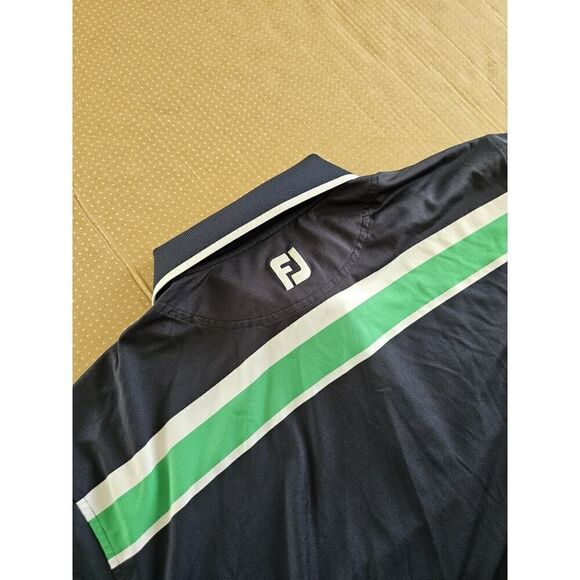 FootJoy Polo Mens Large Blue Striped Club Performance Golf Shirt - Picture 6 of 9